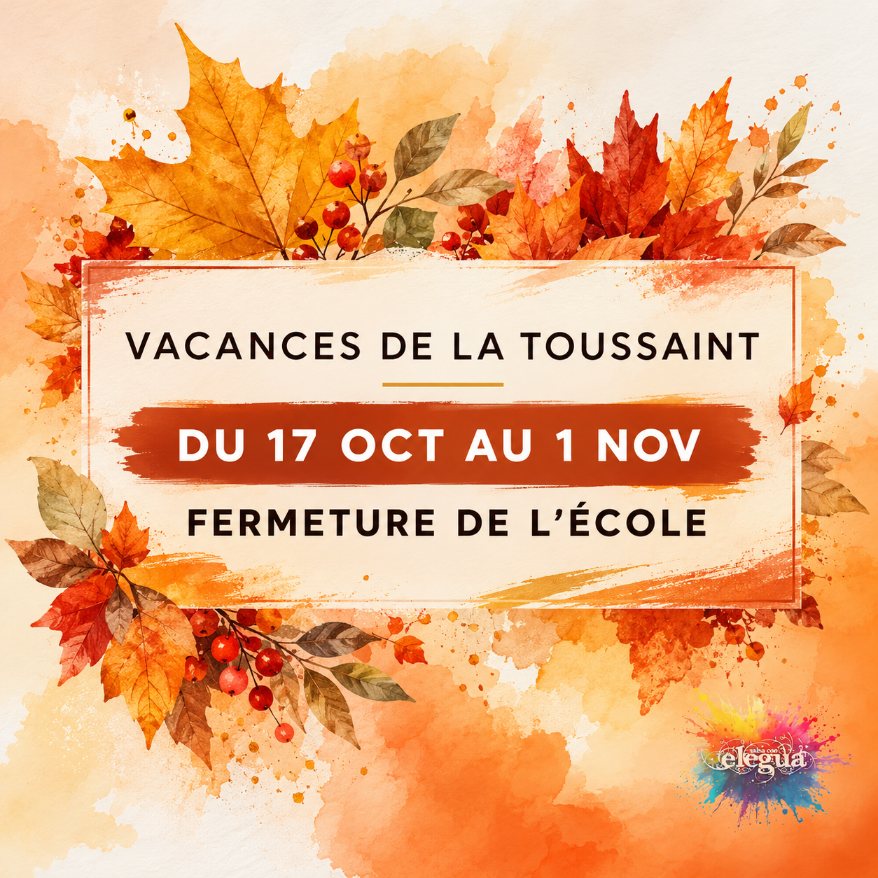 Affiche automnale Vacances de la Toussaint Vacances de la Toussaint ELEGUA | Cours de salsa et bachata à Paris, 77 et proche 91